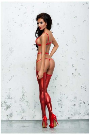 3-teiliges Wetlook Set in rot