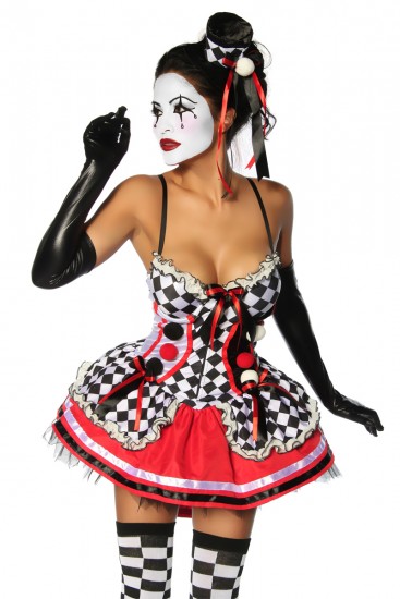 Fasching Harlekin-Kostüm in Schachbrettmuster