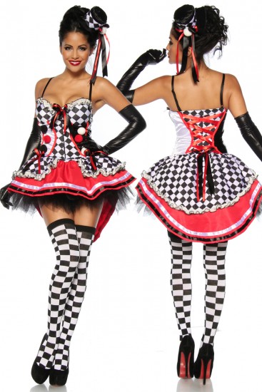 Fasching Harlekin-Kostüm in Schachbrettmuster