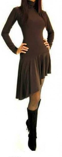 Rollkragen Kleid Braun