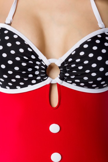 Trendy Retro Look Swimsuit , Badeanzug in Rot