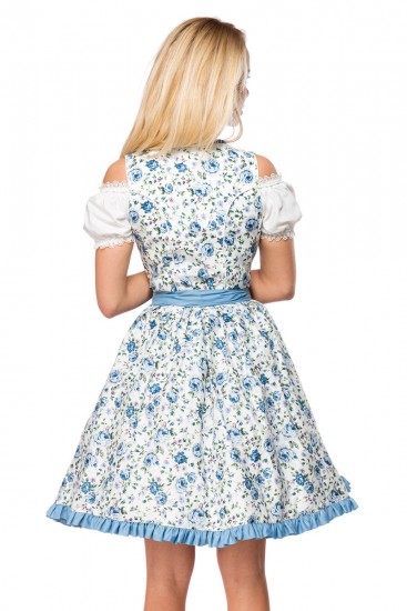 Romantische Dirndlkleid in Weiß/Blau