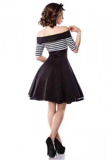 Cocktailkleid mit streifen, Schulterfrei