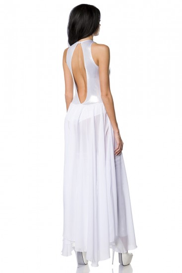 Sexy Body-Kleid mit Chiffonrock - Metallic Look