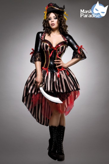 Sexy Piraten Kostüm-Set mit Kleid, Bolero, Hut