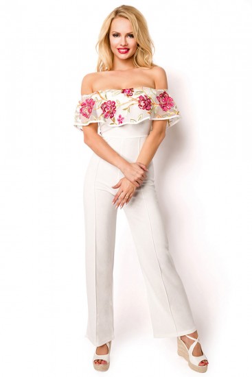 Sommer Damen Einteiler mit Carmenausschnitt