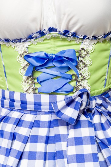 Unterbrust-Dirndl mit Karierte Schürze in blau