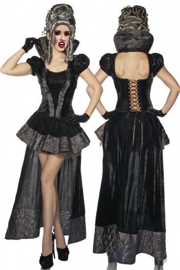 Vampire Kleid Gothic Stil mit lange Schleppe