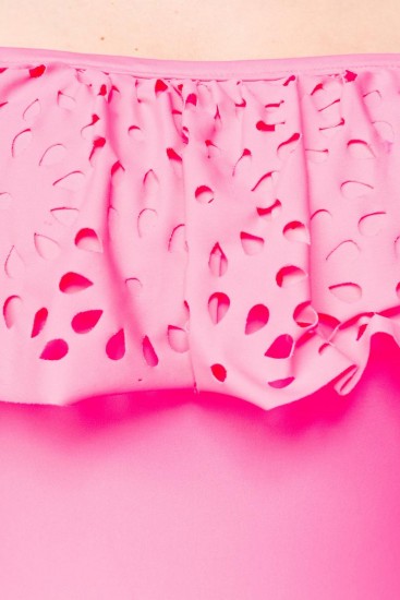 Badeanzug mit Carmenausschnitt pink