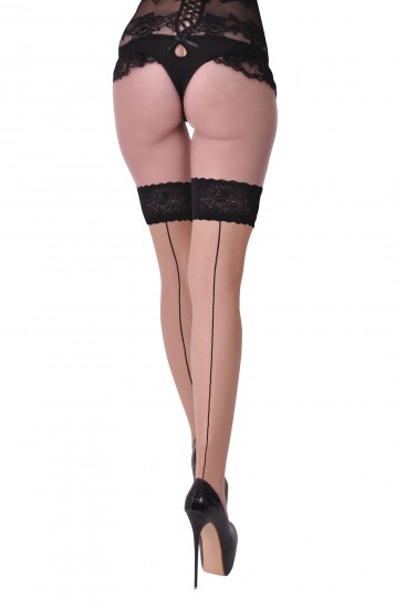 Burlesque-Strümpfe in hautfarben / schwarz