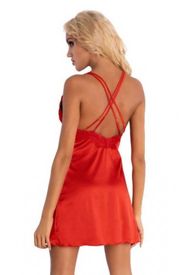 Rotes Chemise gekreuzten Träger