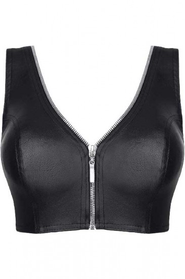 Damen-Top aus Kunstleder schwarz