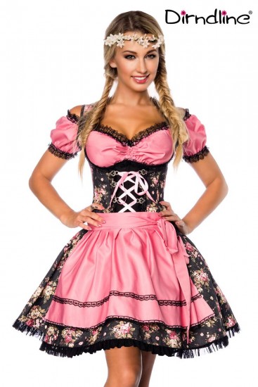 Dirndl aus Denim schwarz/rosa