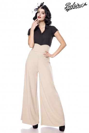 Marlenehose beige mit hohem Bund