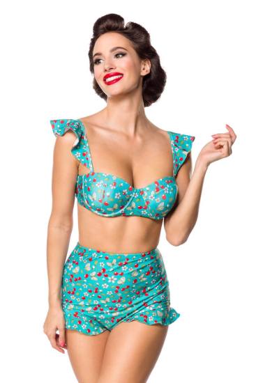 Highwaist Bikinihöschen mit Rüschen grün