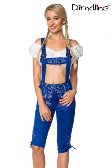 Klassische Trachten Kniebundhose mit Stickereien blau