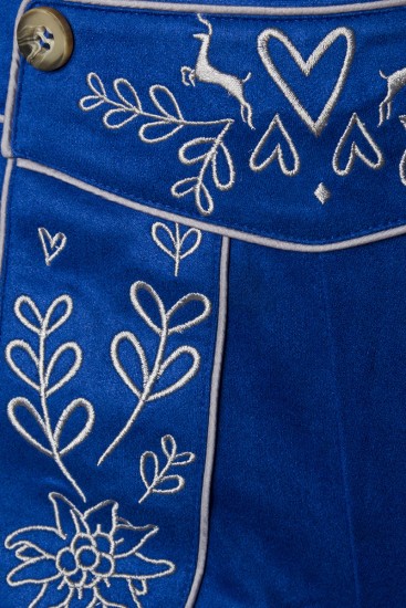 Klassische Trachten Kniebundhose mit Stickereien blau