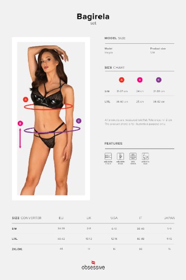 Kunstleder BH mit Panties schwarz