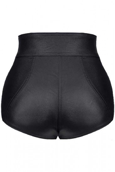 Kunstleder Damen-Shorts schwarz