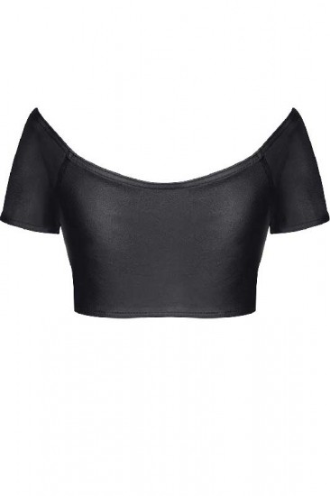 Kunstleder Damen-Top in schwarz