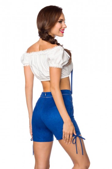 blau Kurze Damen Trachtenshorts mit Stickereien