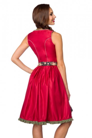 Dirndl mit Denim Schürze in rot/grün