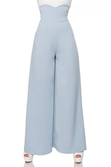 Marlenehose mit hohem Bund blau