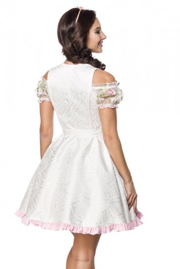 Unterbrustdirndl weiß mit Netz Bluse, Schürze