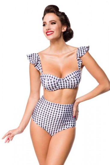 Modische High-Waist Hose kariert
