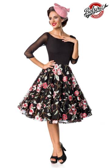 Premium besticktes Vintage Swingkleid