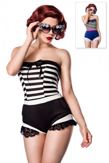 Retro Body mit Rüschenbesatz