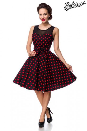 Retro-Kleid mit Dots in schwarz/rot