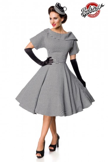 Retro Swing-Kleid mit Hahnentrittmuster