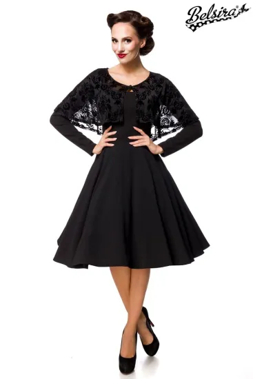 Retrokleid mit Cape in schwarz
