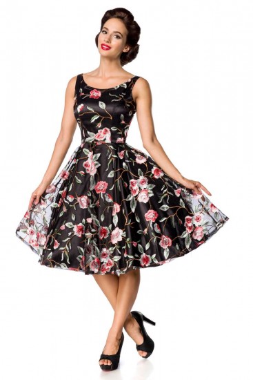 Romantisches Retro Blumen-Kleid rosa