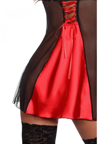 Rotes sexy Chemise aus Satin und Tüll