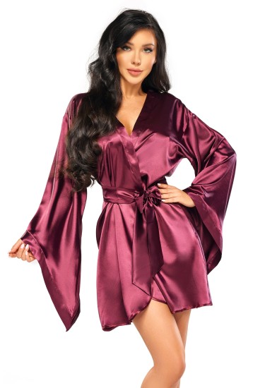 Satin Kimono in burgunder langärmlig
