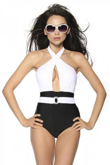 Vintage Monokini mit tiefe Ausschnitt