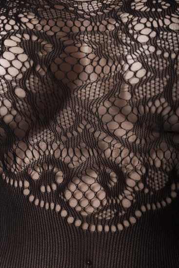 Schwarzes Bodystocking in Strapsoptik