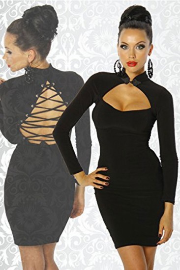Schwarzes Cocktailkleid im Asia Stil