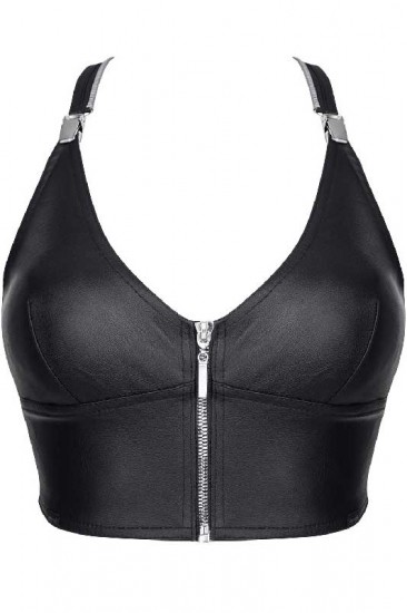 schwarzes Damen-Top mit Reißverschluss
