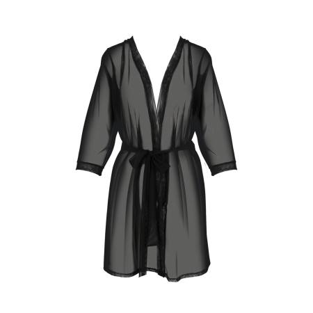 Schwarzes Peignoir mit Schleife