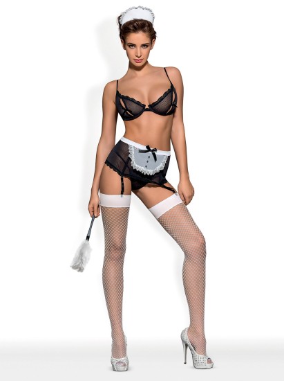 Sexy Hausmädchen-Set mit Strumpfhaltergürtel