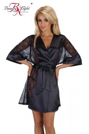 Sexy Kimono schwarz mit ¾ Ärmel