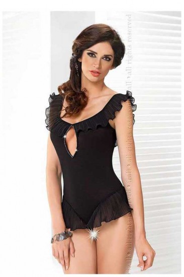Sinnlicher Stringbody mit Strass schwarz