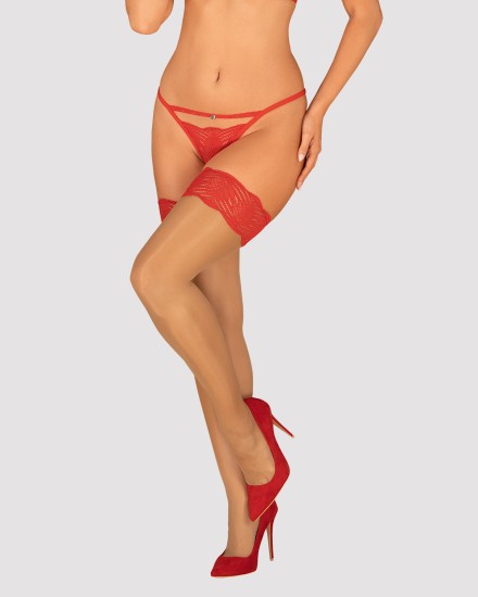 Strümpfe beige/rot von Obsessive