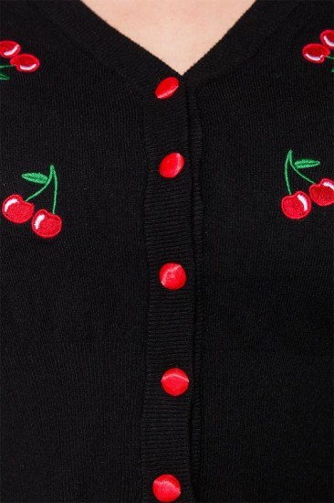 Vintage Retro Strickjacke mit Kirsche Stickereien