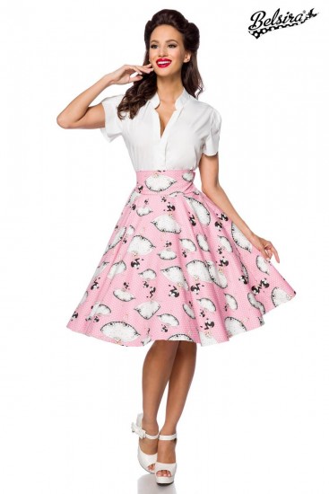 Vintage Tellerrock knieumspielend in rosa