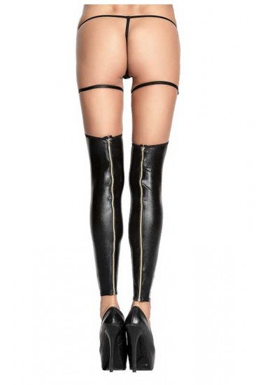 sexy Wetlook Strümpfe mit Reißverschluss