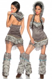 Das graue Indianer Mini-Kleid mi...